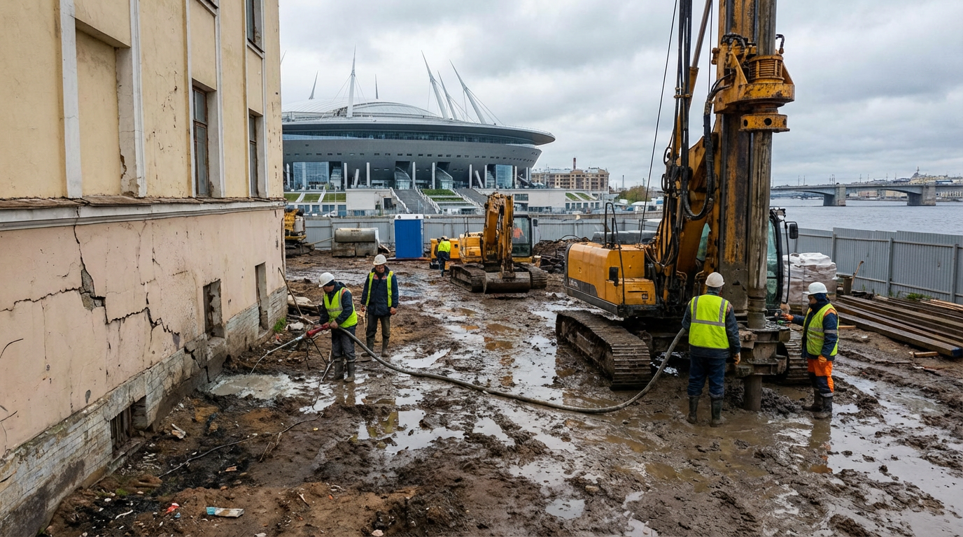 Цементация грунтов под фундаментами в спб